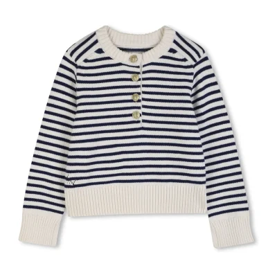 Pull Maille Boutonné Rayé