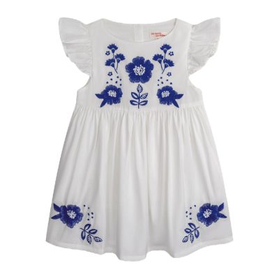 Robe blanc cassé à broderie fleurs