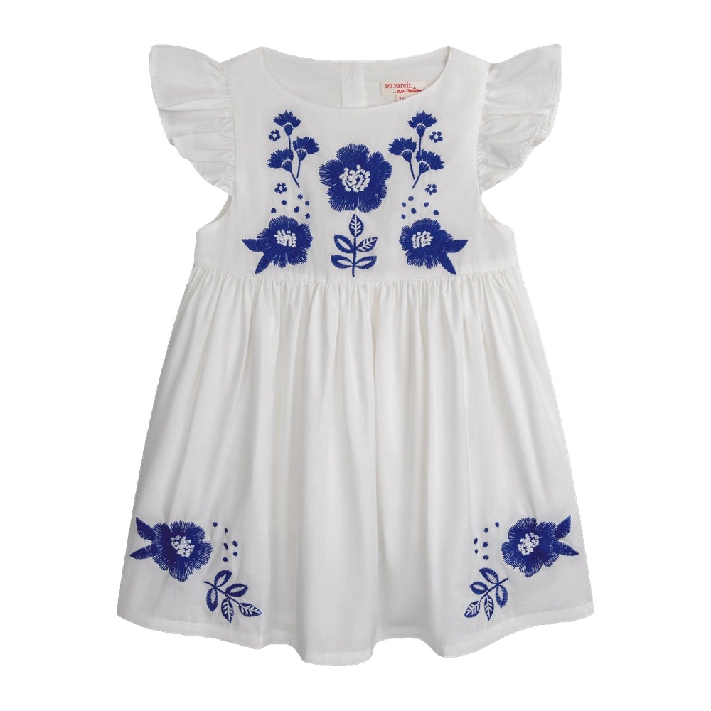 Robe blanc cassé à broderie fleurs