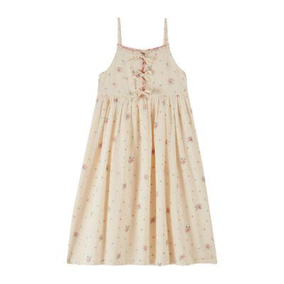 Robe longue Nouée fleuri écru