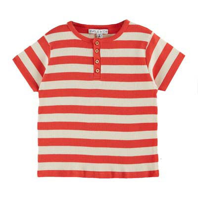 T shirt Côtelé rayure rouge