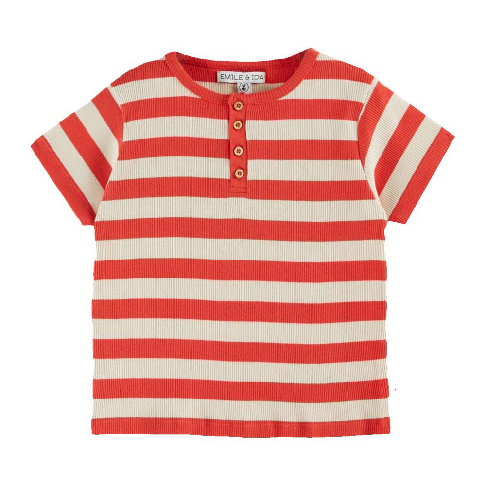 T shirt Côtelé rayure rouge