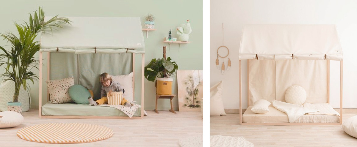 Lit cabane en bois chambre d'enfant