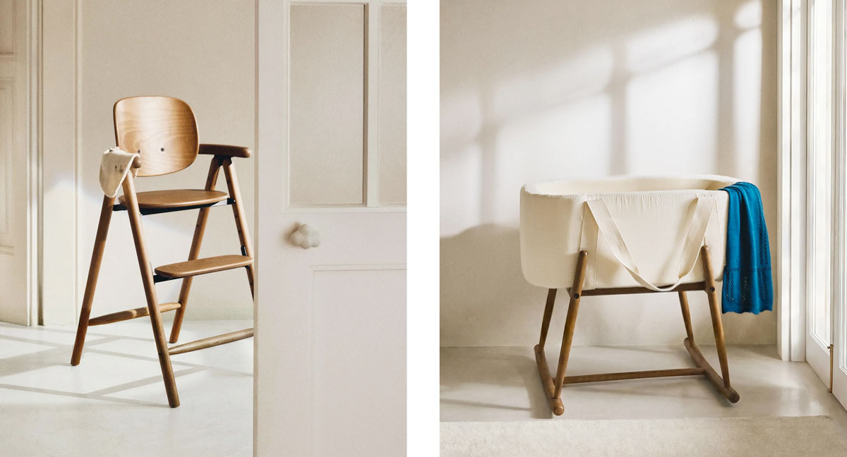 Couffin KUKO Charlie Crane x Zara Home Kids en toile écrue et hêtre foncé