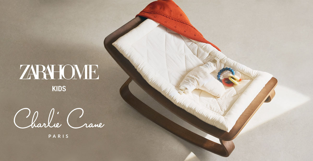 Couffin KUKO Charlie Crane x Zara Home Kids en toile écrue et hêtre foncé