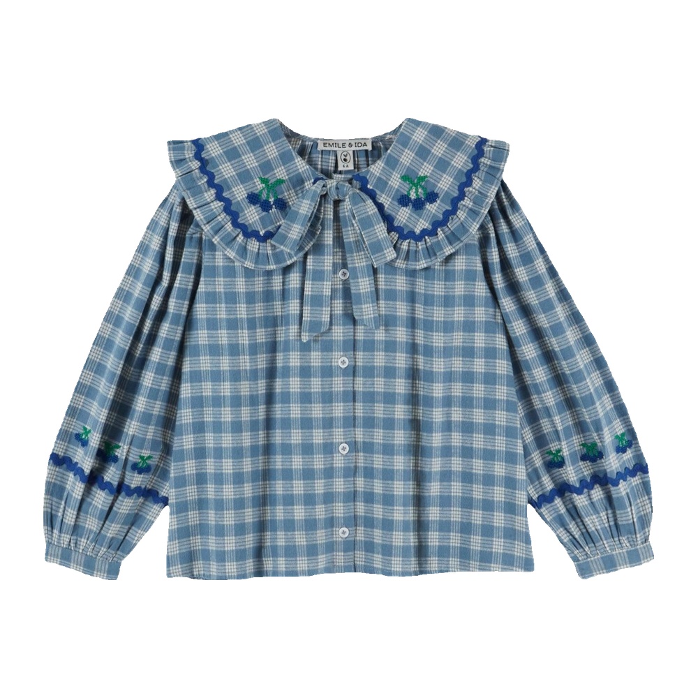 Blouse grand col carreaux