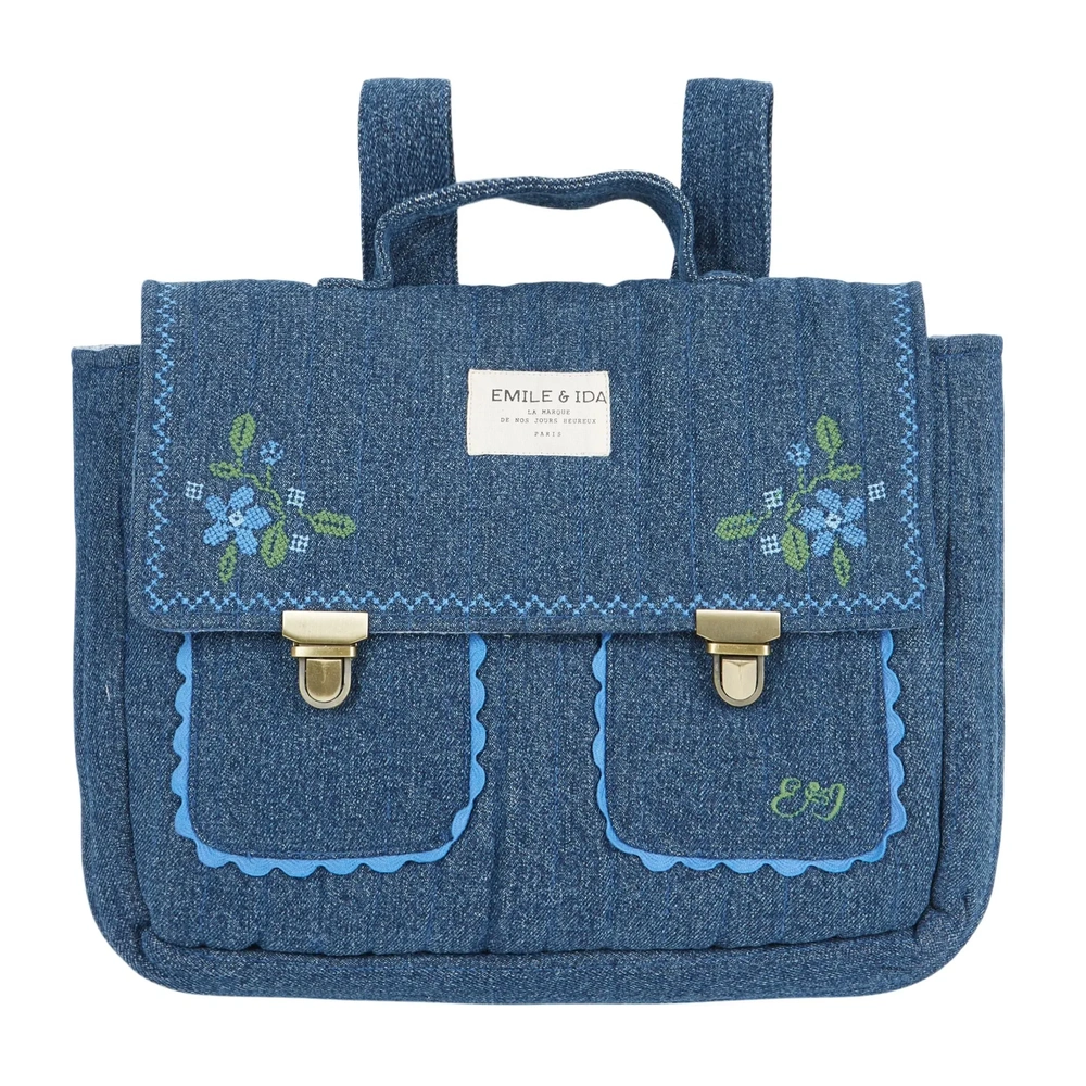 Cartable brodé denim