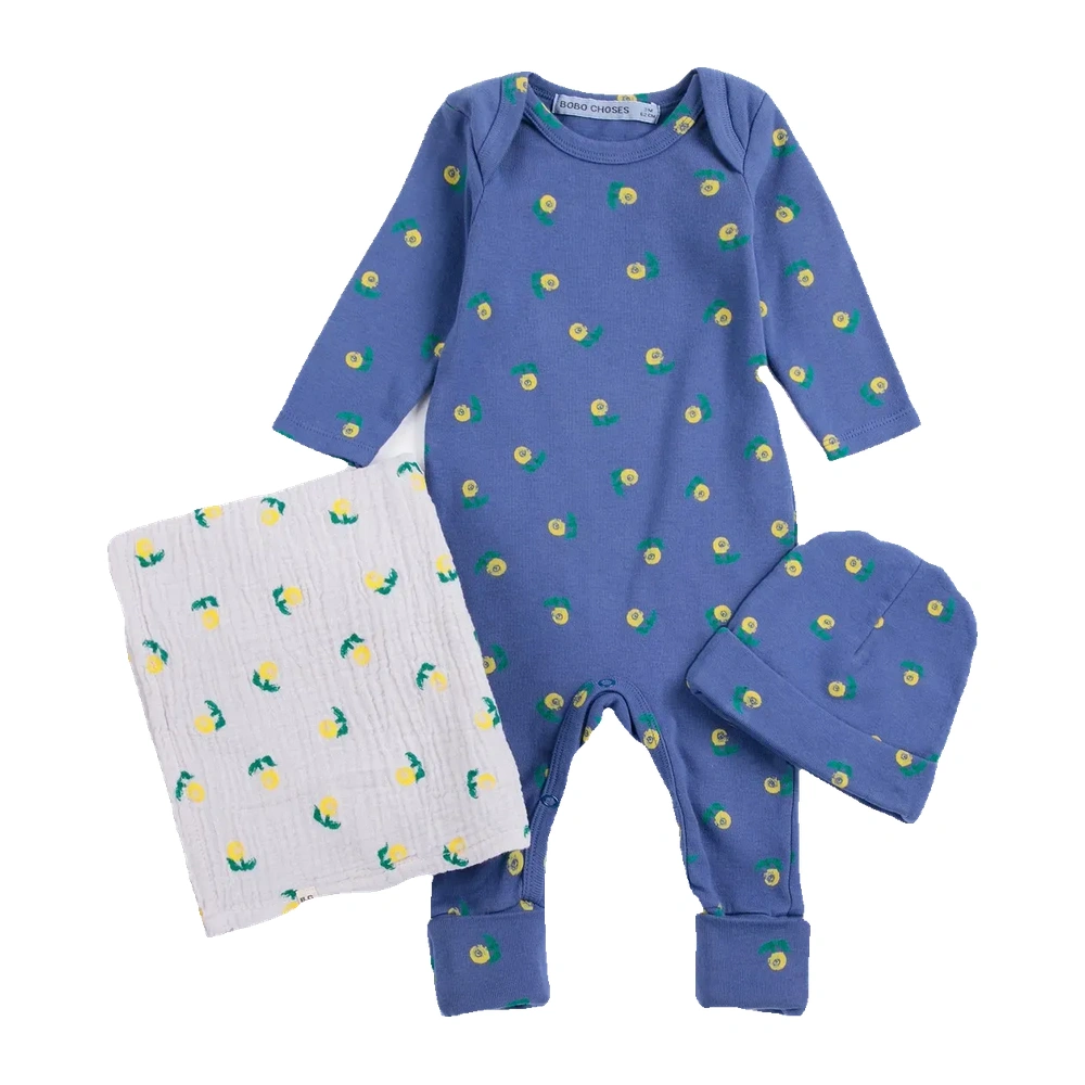 Coffret cadeau body lange et bonnet Citrons