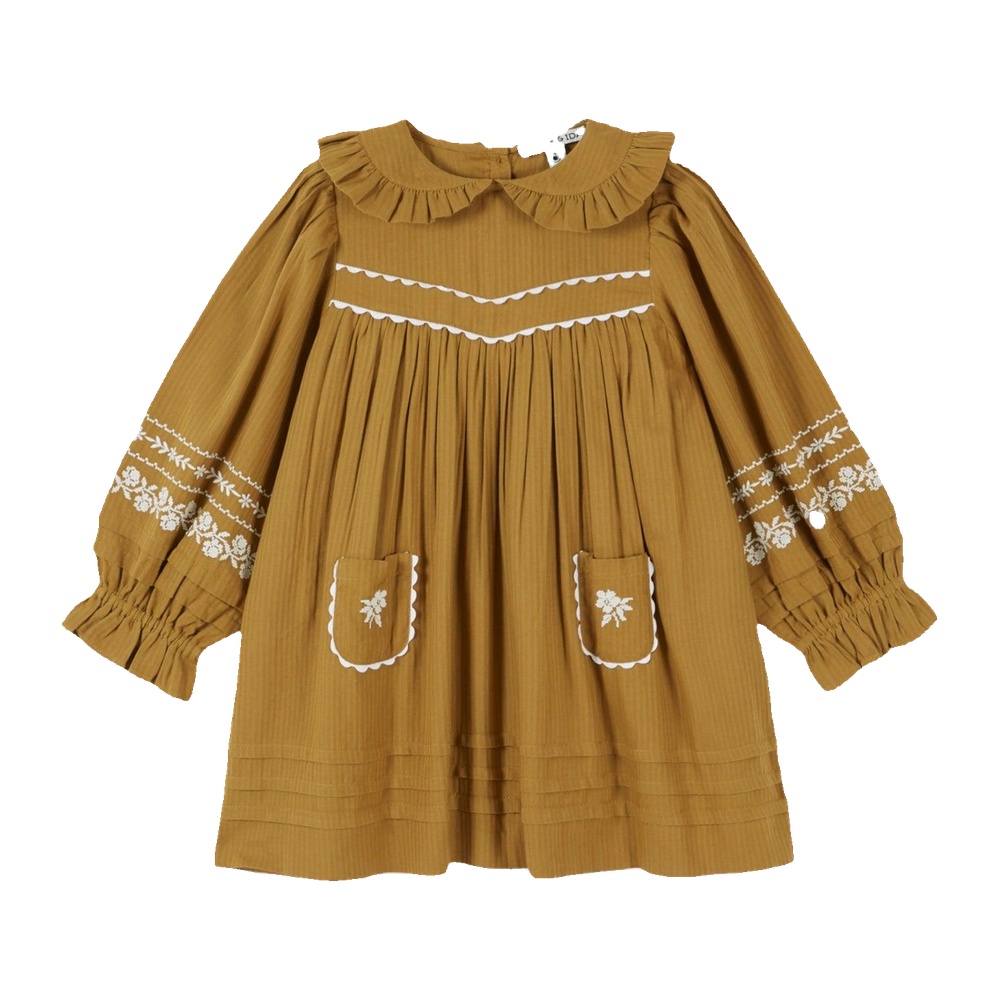 Robe brodée Olive