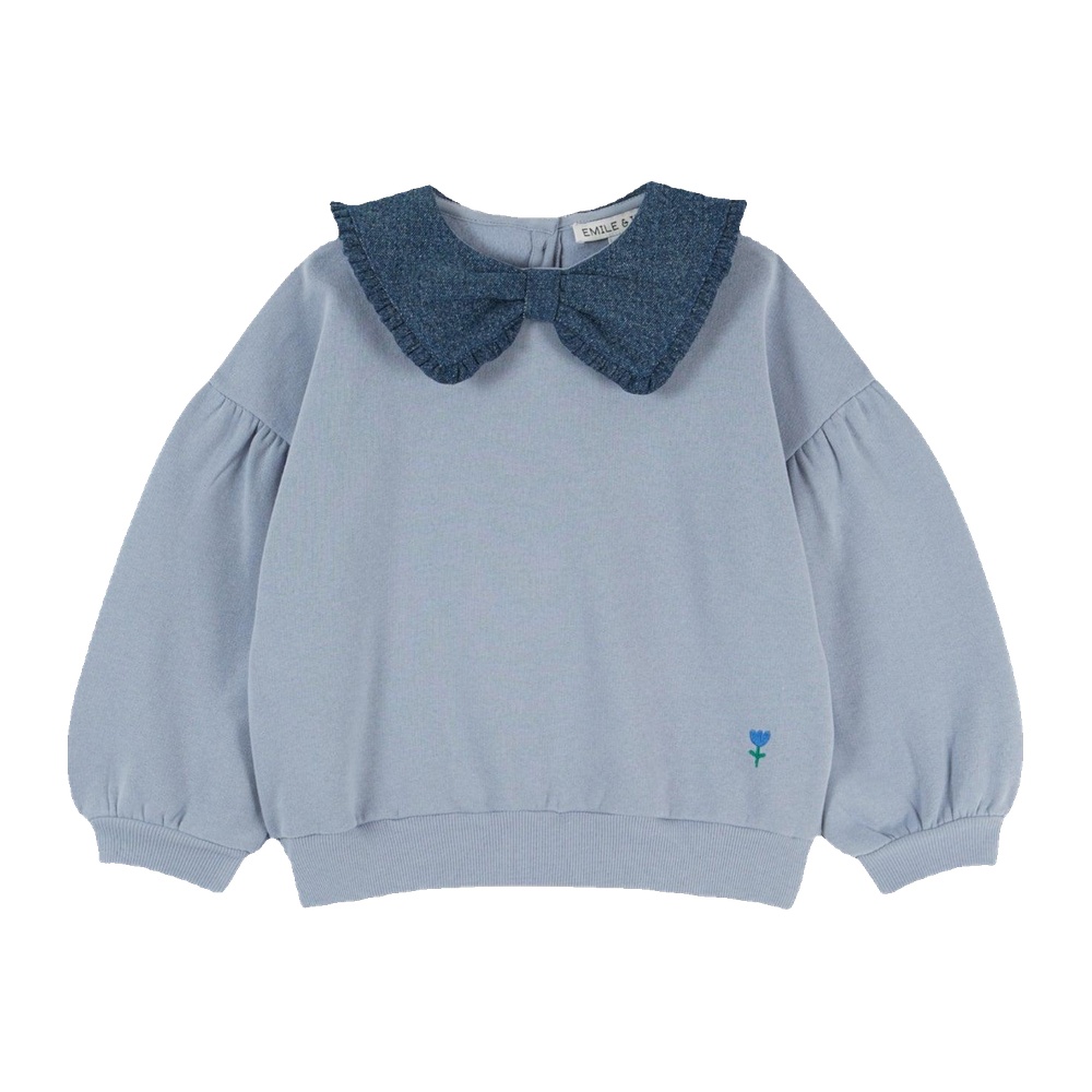 Sweat col denim bleu